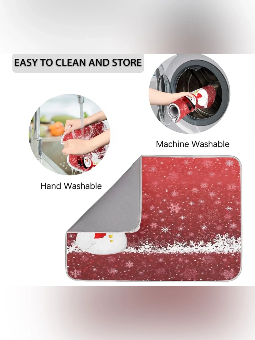 Holiday Red Snowman Dish Drying Mat